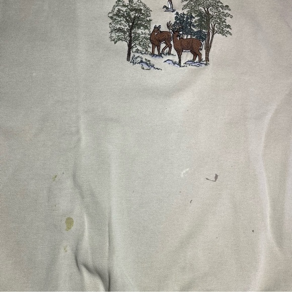 Croft & Barrow Beige Crewneck Sweater with Nature Deer Design - Flaw - Picture 4 of 8